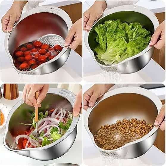 آبکش و لگن رنده دار استیل